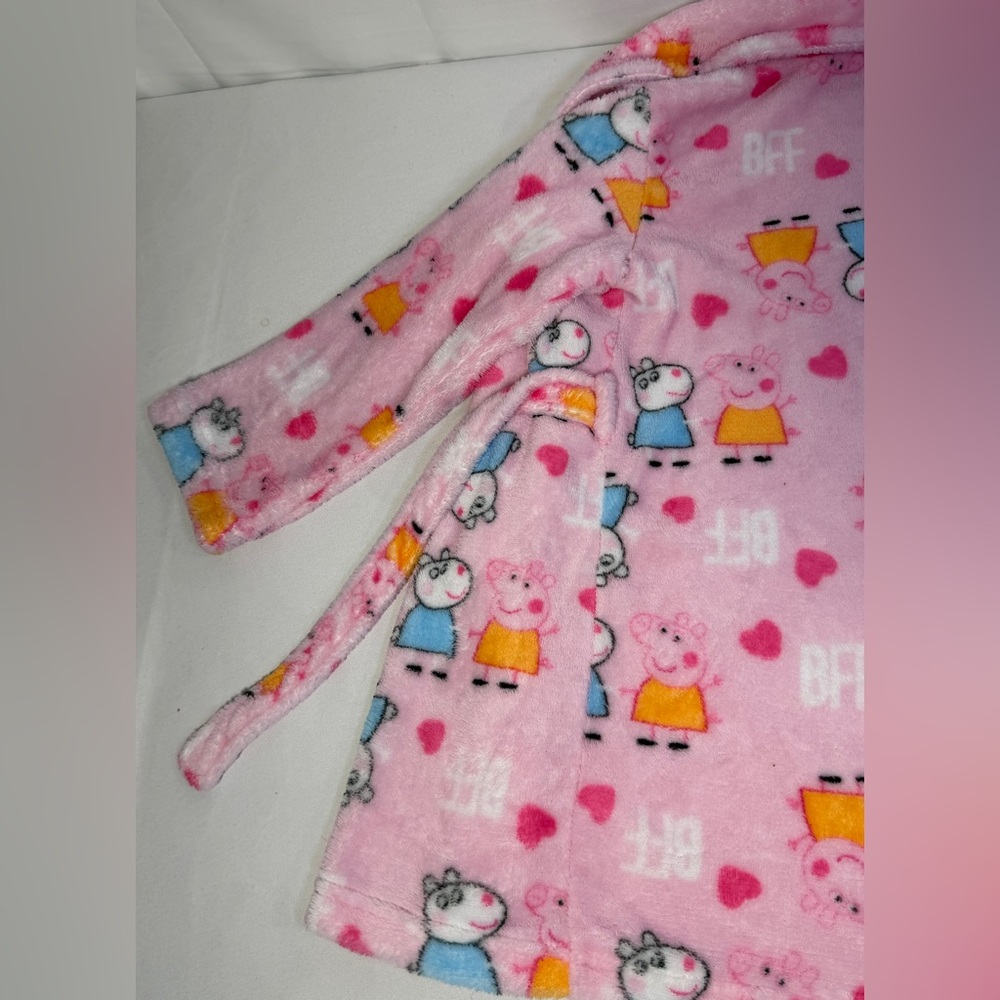 Peppa Pig Girls Robe 4T Pink Fleece Plush Bathrobe Toddler Cartoon Pajama Sleep - Picture 7 of 10